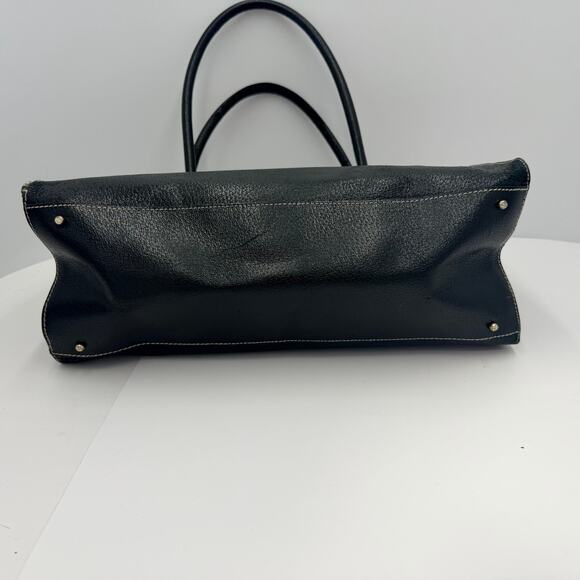 Vintage Kate Spade Black Shoulder Bag Purse Gold Hardware Striped Interior - Picture 3 of 16